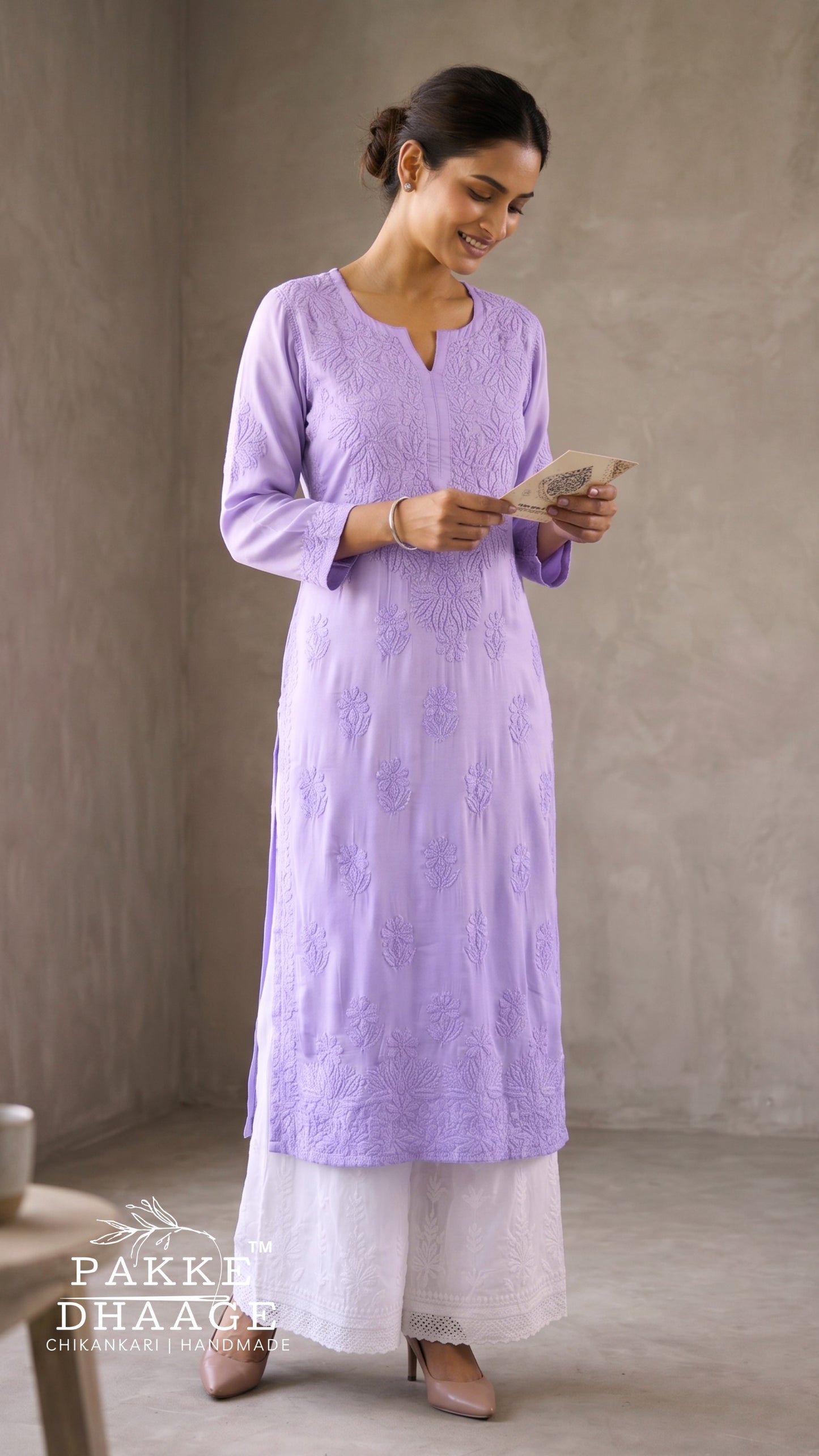Fiza Pure Mulmul Cotton Kurta - Pink Yarrow