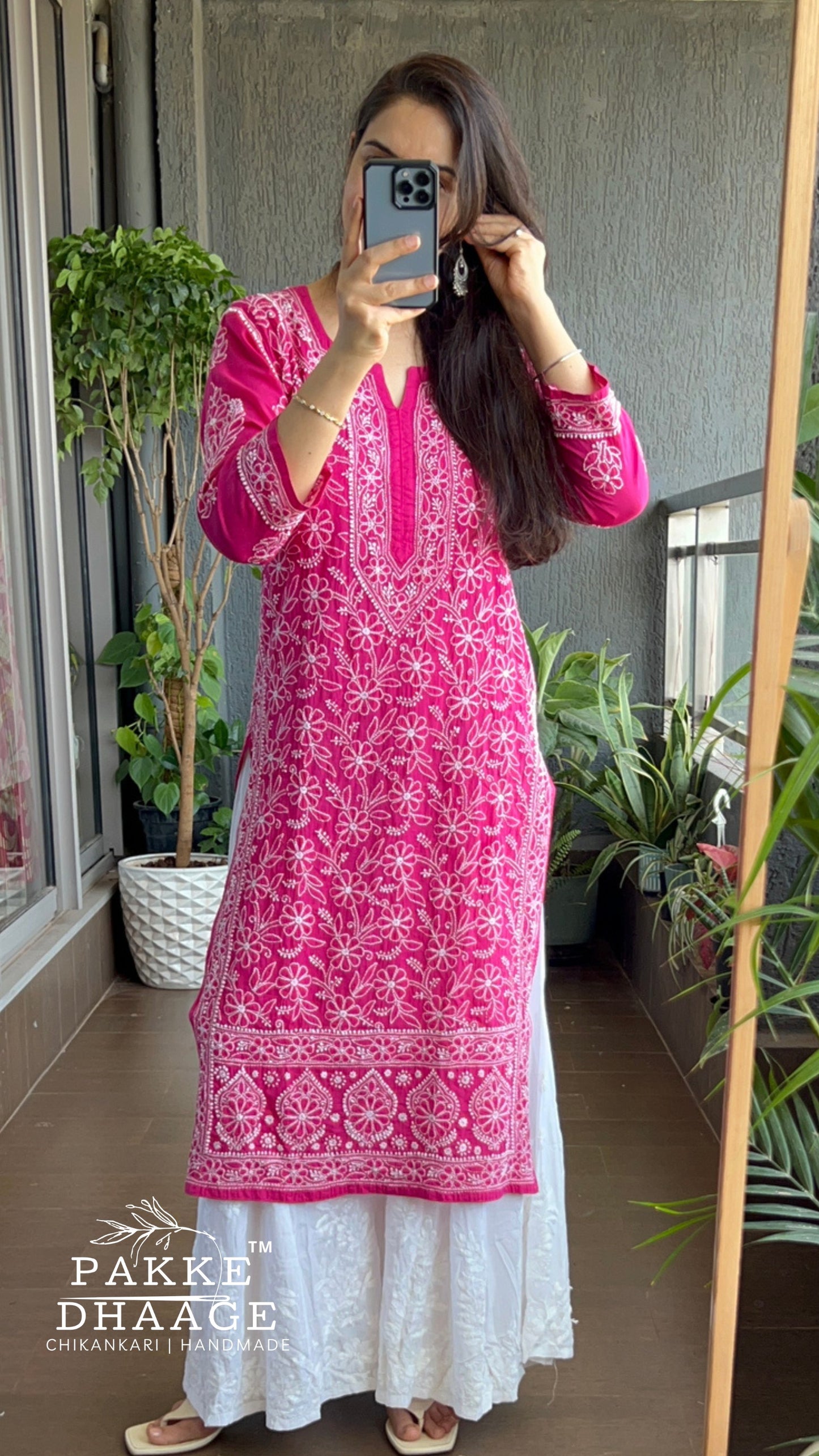 Roohi Pure Mulmul Cotton Kurta Love Potion Pink