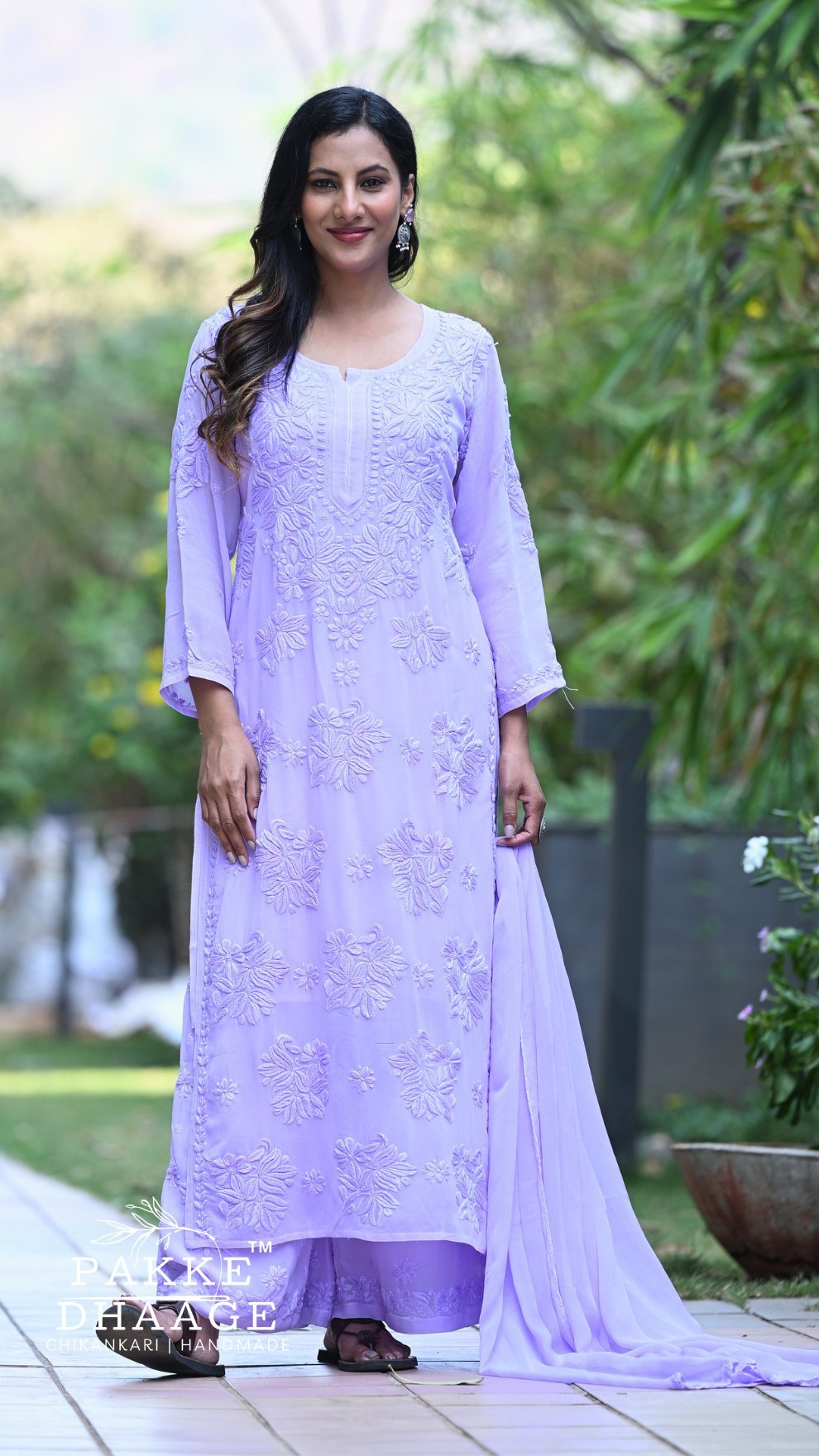 Aayat Pure Viscose Chikankari Sets with 3D Work - Cloud Lilac
