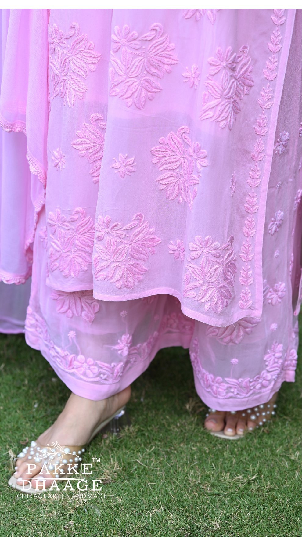 Aayat Pure Viscose Chikankari Sets with 3D Work - Macaron Pink