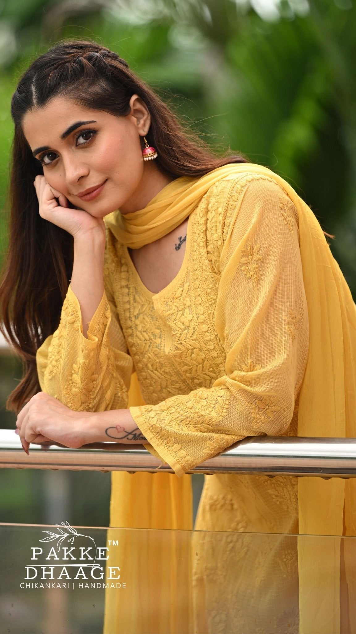 Amara Pure Kota Doria Chikankari Kurta & Kurta Sets - Sunbeam Yellow