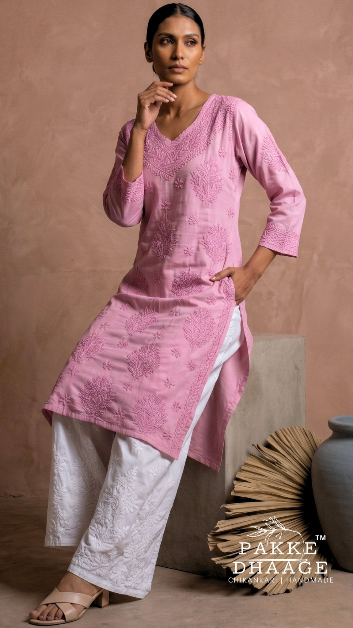 Anika Flex Cotton Chikankari Kurta - Orchid Haze