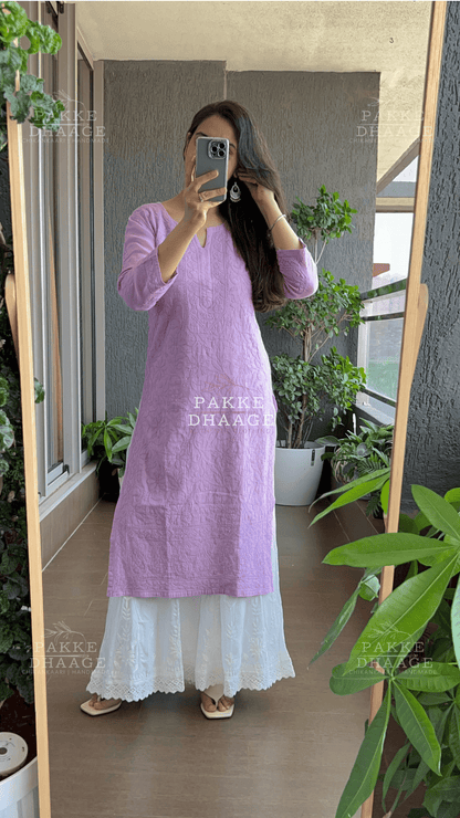 Fiza Pure Mulmul Cotton Kurta - Taffy Lilac