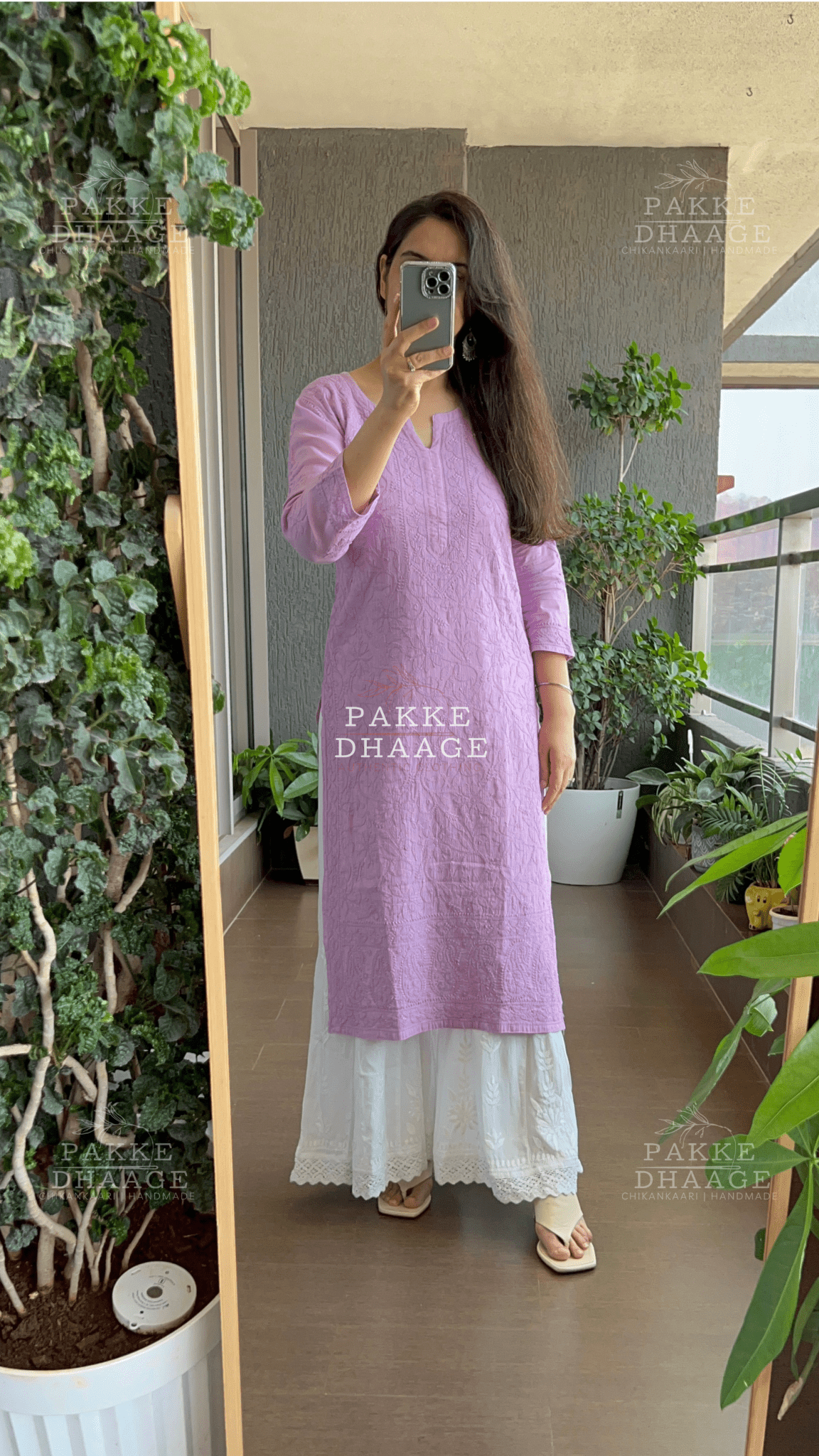 Fiza Pure Mulmul Cotton Kurta - Taffy Lilac