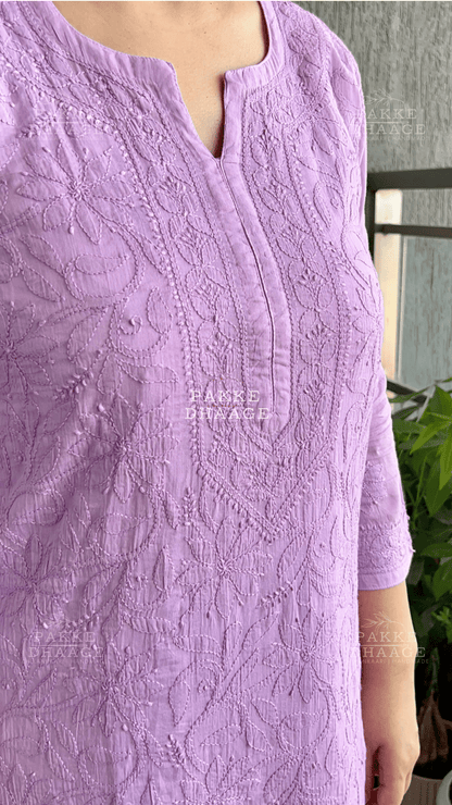 Fiza Pure Mulmul Cotton Kurta - Taffy Lilac