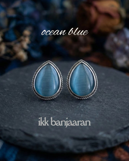 Gomti Teardrop Studs Ocean Blue