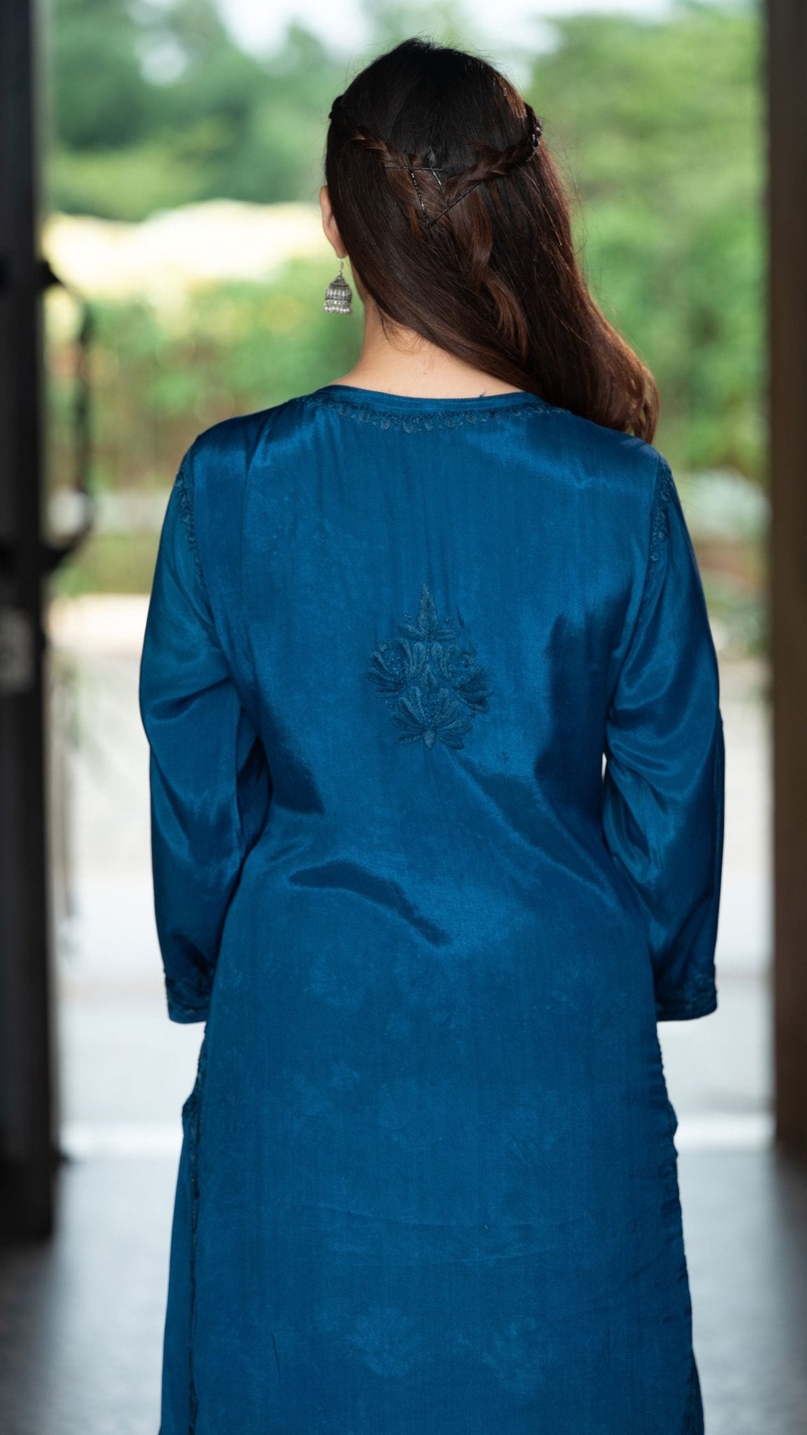 Gulnar Pure Muslin Chikankari Sets with Ombre Dupatta 3-pc Set - Prussian Blue