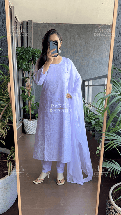 Inayat Resham Dhaaga Mulmul Kurta & Kurta Sets - Lilac