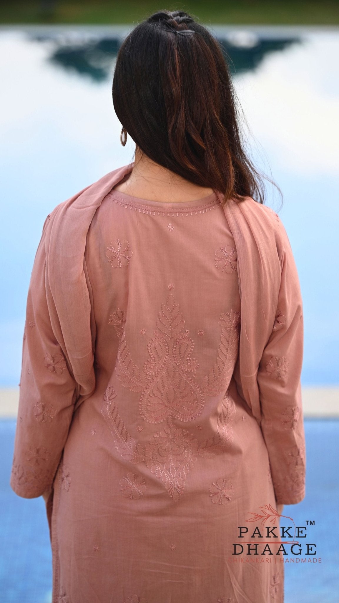 Inayat Resham Dhaaga Mulmul Kurta & Kurta Sets - Mocha Mousse