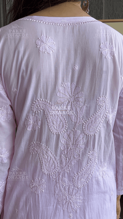 Inayat Resham Dhaaga Mulmul Kurta & Kurta Sets - Pastel Pink