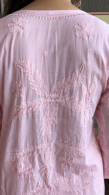Inayat Resham Dhaaga Mulmul Kurta & Kurta Sets - Peach Pearl