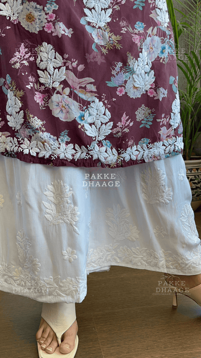 Modal Chikankari Straight Palazzo - Free Size