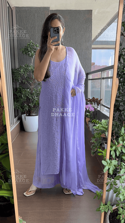Noor Viscose Georgette Strappy Kurta & Kurta Sets - Lavender