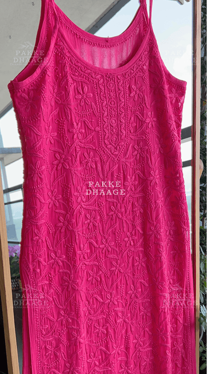 Noor Viscose Georgette Strappy Kurta & Kurta Sets - Love Potion Hot Pink