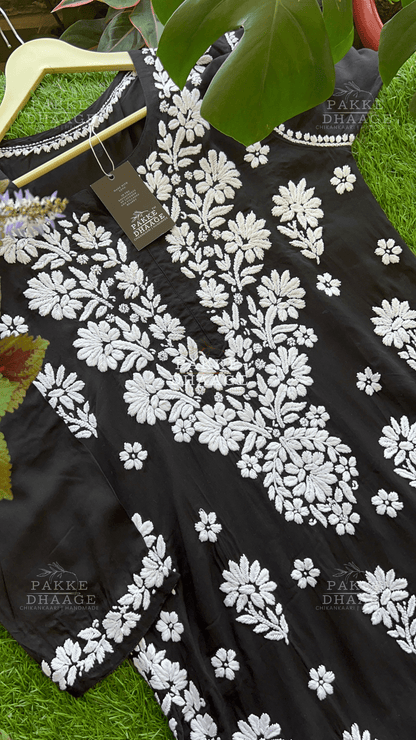 Nyra Premium Pure Modal Kurta - Black