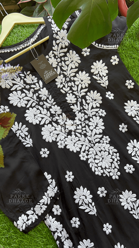 Nyra Premium Pure Modal Kurta - Black