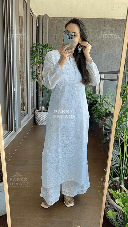Pure Kota Doria Kurta - White