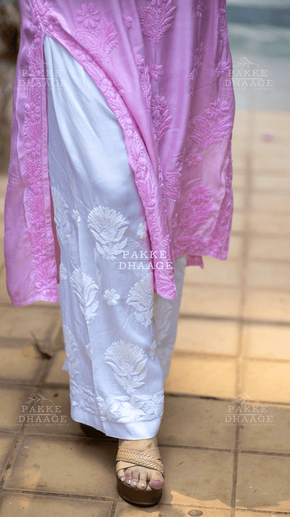 Pure Modal Chikankari Straight Palazzo - Free Size