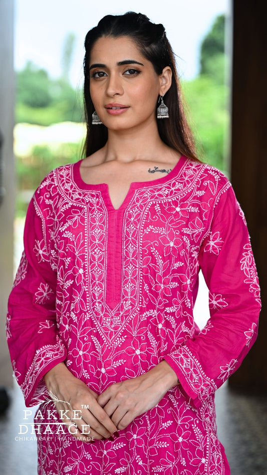 Roohi Pure Mulmul Cotton Kurta Love Potion Pink