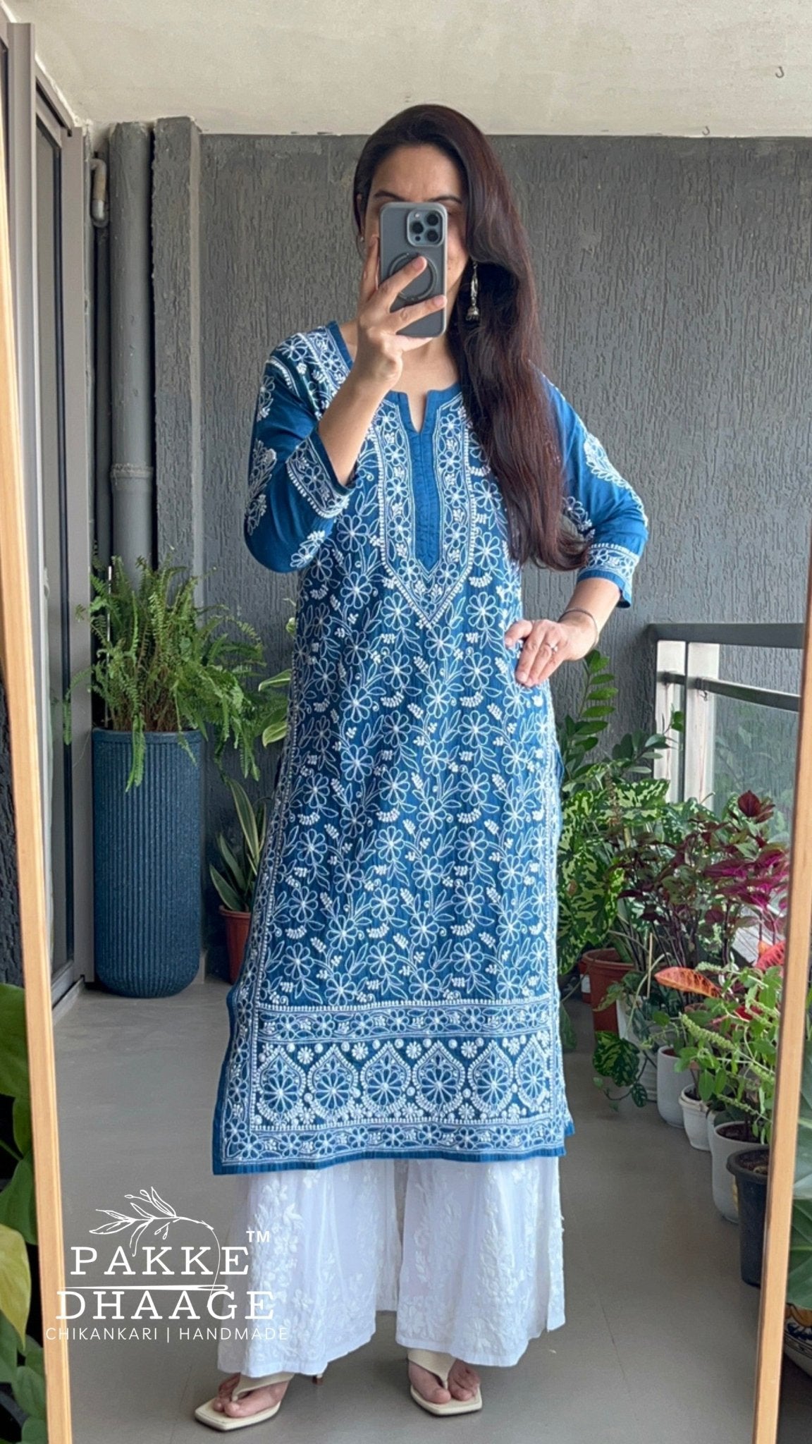 Roohi Pure Mulmul Cotton Kurta - Princess Blue