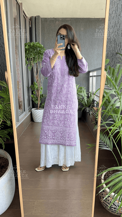 Roohi Pure Mulmul Cotton Kurta Purple Passion