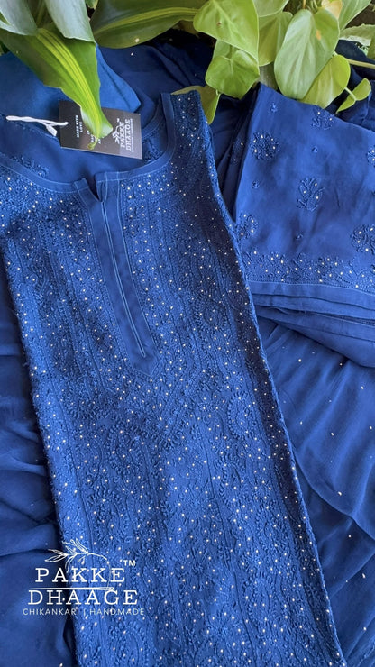 Sahiba Pure Viscose Kurta & Kurta Sets - Space Blue