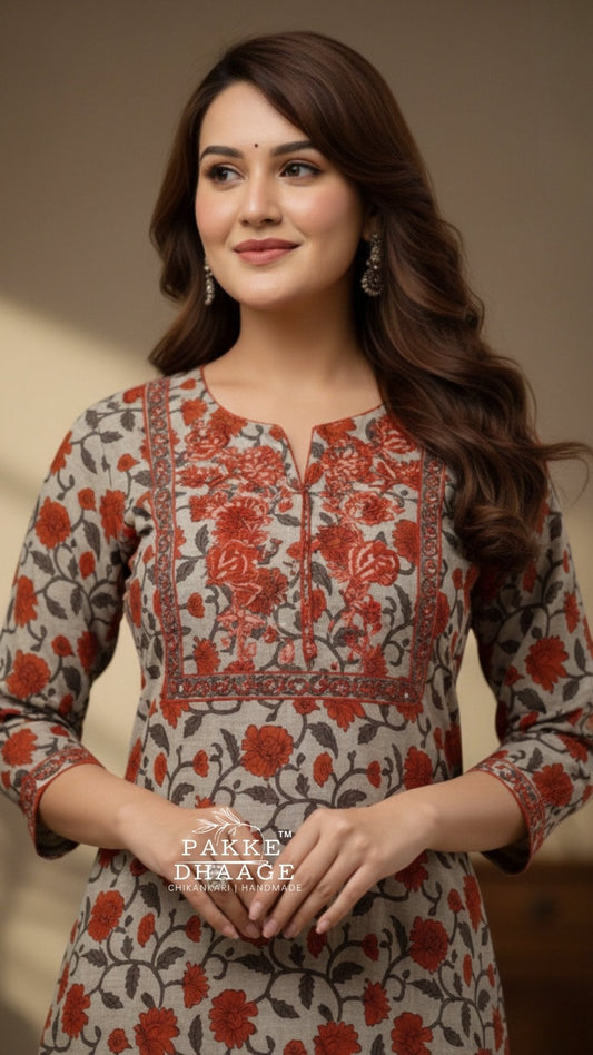 Sameera 2-Pc Pure Cotton Embroidered Sets Red