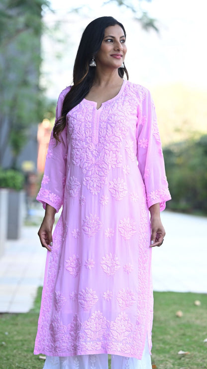 Seher Pure Crepe Kurta - Blush Petal