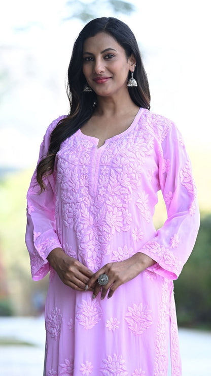Seher Pure Crepe Kurta - Blush Petal
