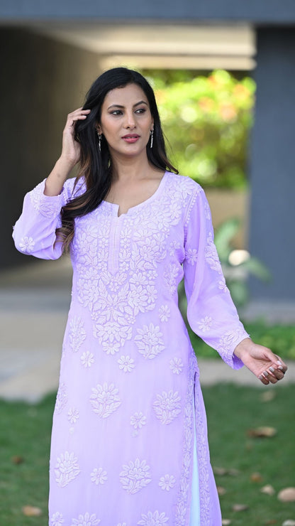 Seher Pure Crepe Kurta - Orchid Lilac