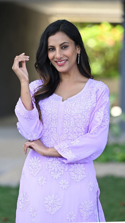Seher Pure Crepe Kurta - Orchid Lilac
