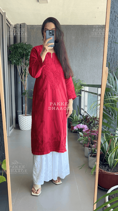 Sifra Pure Cotton Kurta - Deep Red
