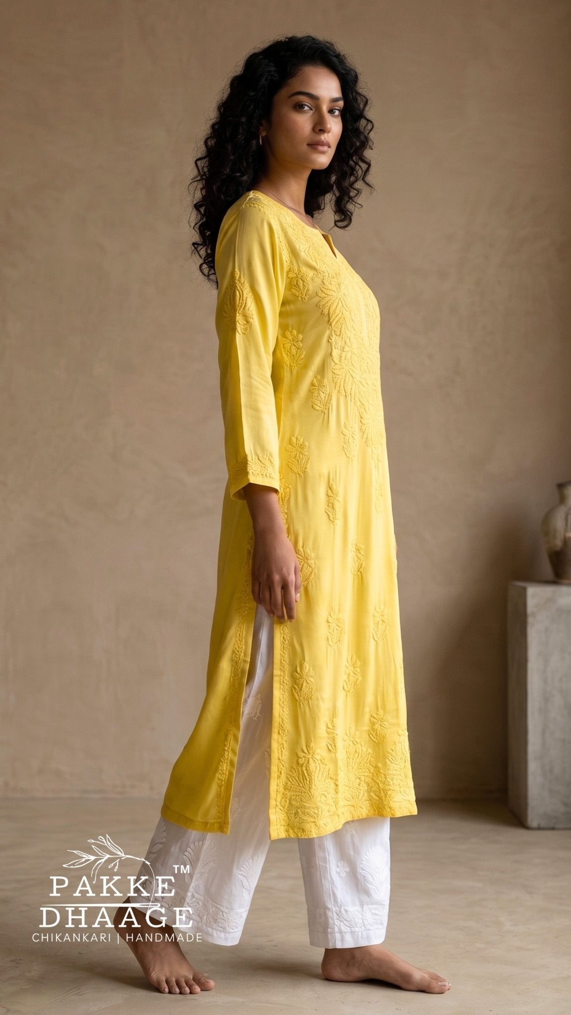 Yalina Pure Modal Satin Kurtis Buttercup Yellow