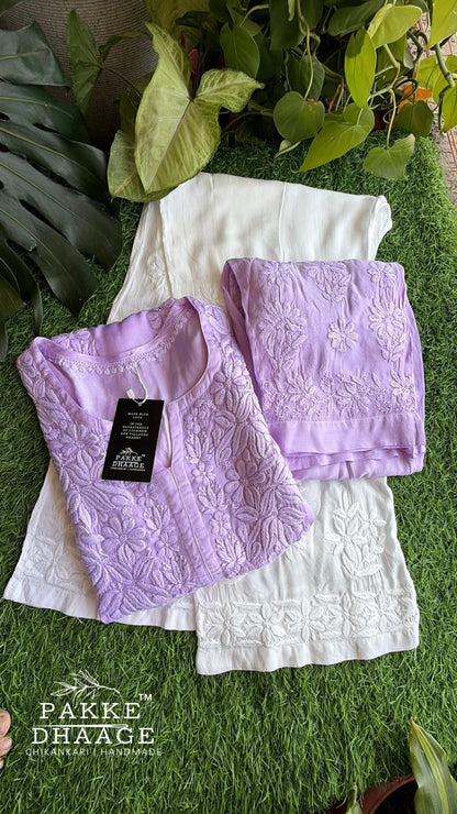 Yalina Pure Modal Satin Kurtis Lilac