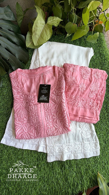 Yalina Pure Modal Satin Kurtis Onion Pink